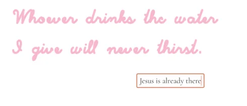 A text box on an iPad journal page, below handwriting, with the words Jesus is already there being typed into it
